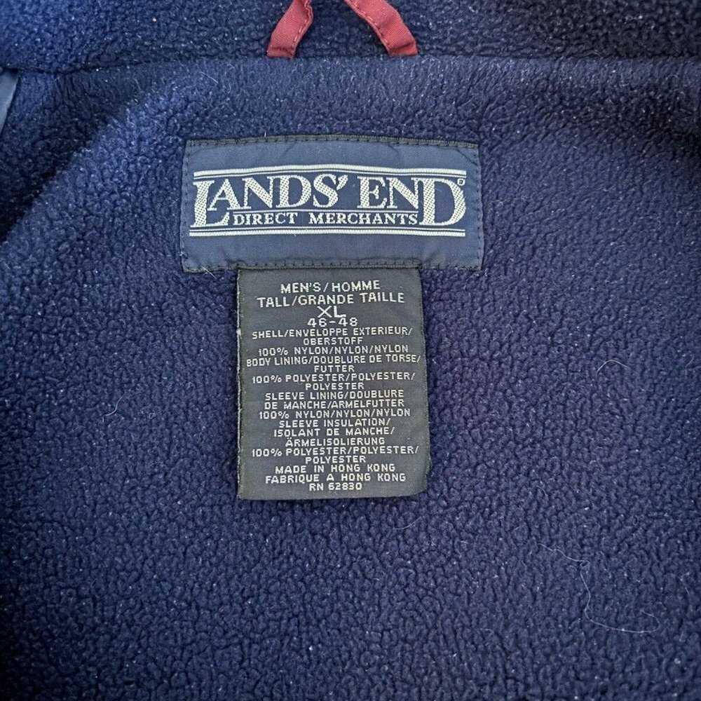 Lands' End Men's Polartec Fleece Jacket Burgundy/Navy Size 46-48 XL - Picture 3 of 5